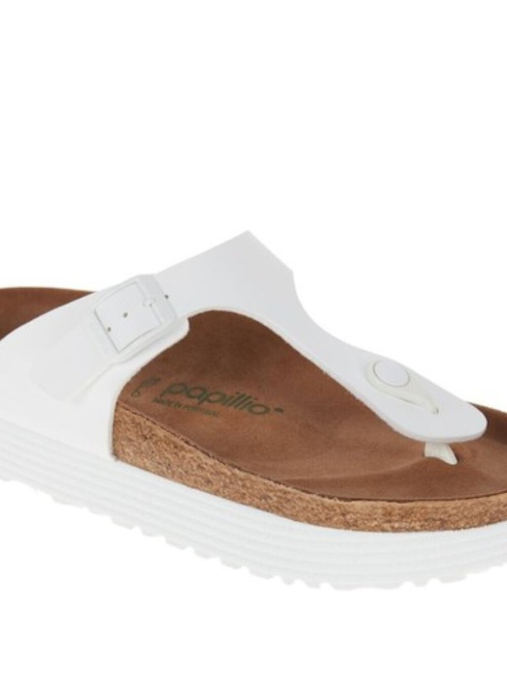 Papillio Birkenstock Birko-Flor Gizeh Platform Sandals SZ 9 White Cork Insole